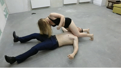 Gloria defeated Rob with mounted punches Gloria defeated Rob with mounted punches